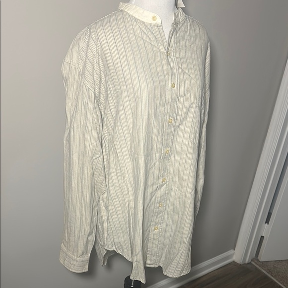 Northwest Territory New Men's cotton cream and blue Striped Shirt - Picture 1 of 11